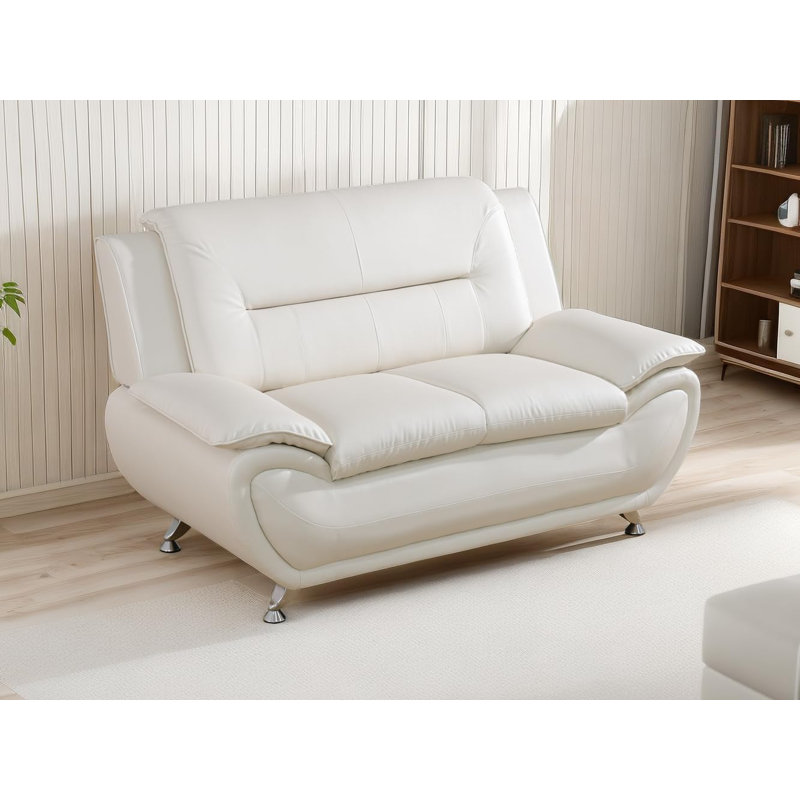Ochsner 61'' Faux Leather Loveseat, White
