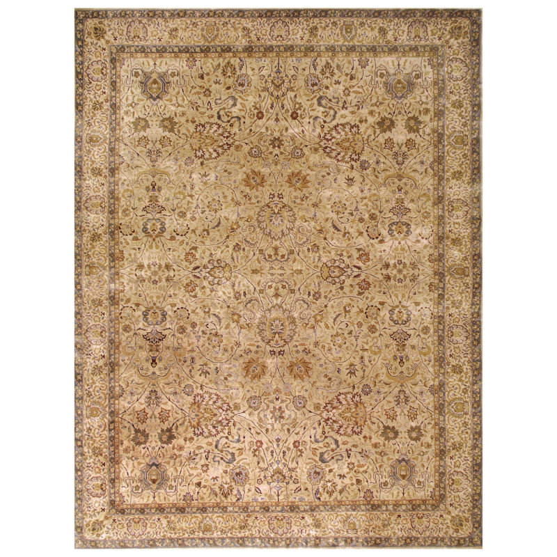 Tapis rectangulaire en laine beige / ivoire / rouge foncé, Rectangle 6 pi x 9 pi