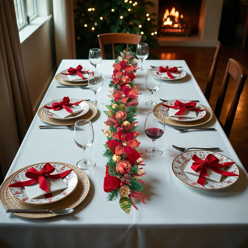 Guirlande de poinsettia de 5 pi