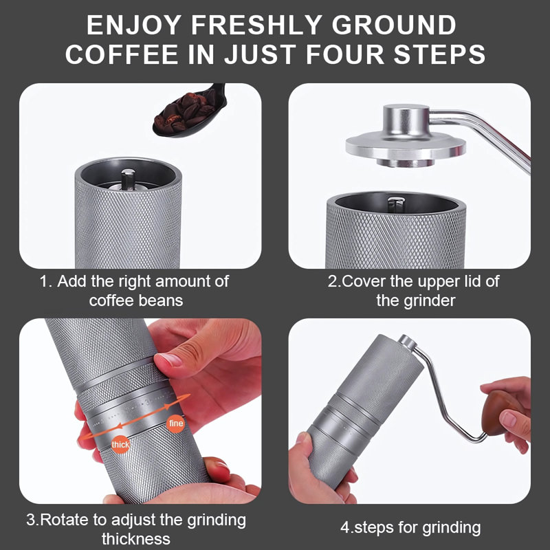 Wonder Purple Manuel Coffee Grinder Stainless Steel Manual Conical Burr Coffee Grinder