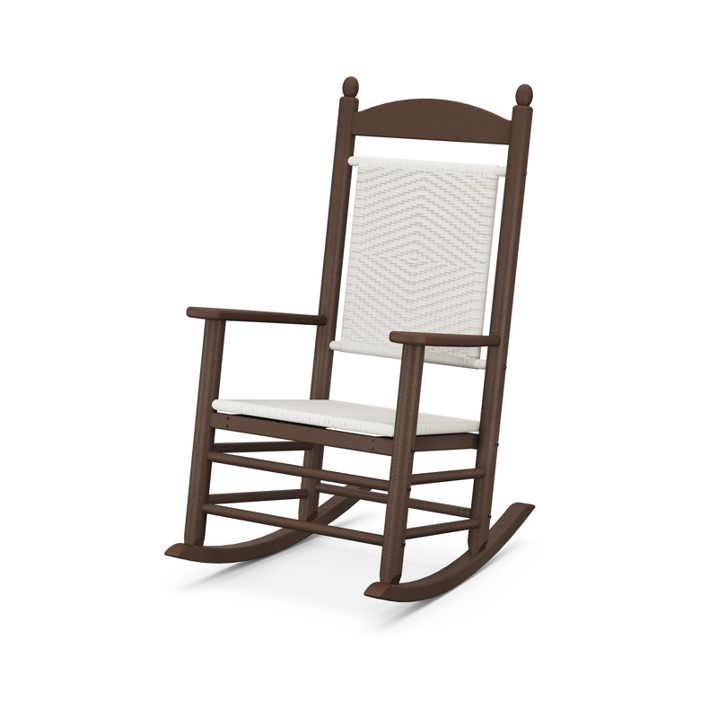Chaise berçante POLYWOOD, Acajou / tissage blanc