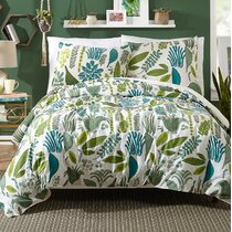 100% Cotton Fresh Floral Green Duvet Cover,Bedding Set With Flowers,Skin  Friendly Breathable,1 Duvet Cover,2 Pillowcase