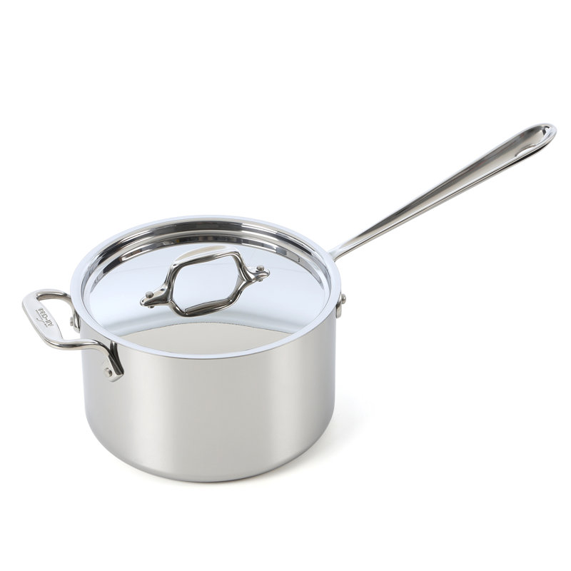 All-Clad D3™ Compact Stainless Steel Saucepan with Lid, 4 qt.