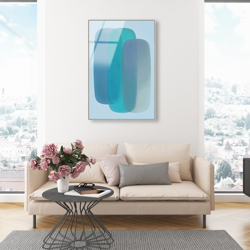 Teal Gradients Print by Oliver Gal, 16"H x 11"W, Silver Floater Frame