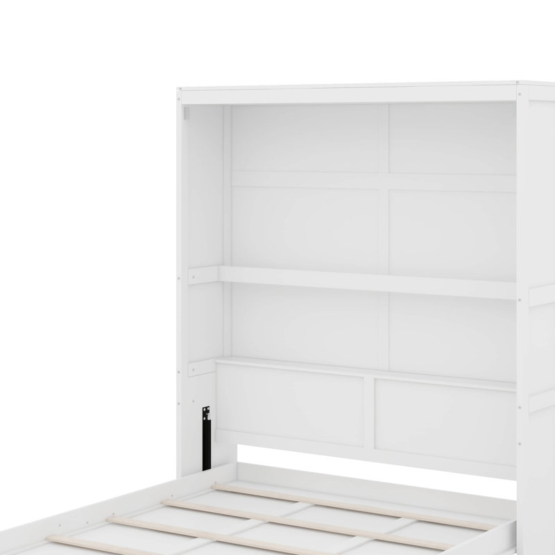 Lit escamotable mural avec tablettes Murphy, Blanc, Grand lit