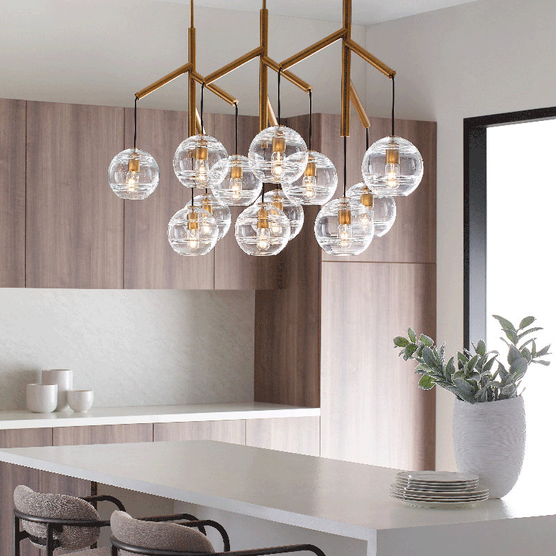 Sedona 12 - Light Chandelier, Clear, Aged Brass, Yes