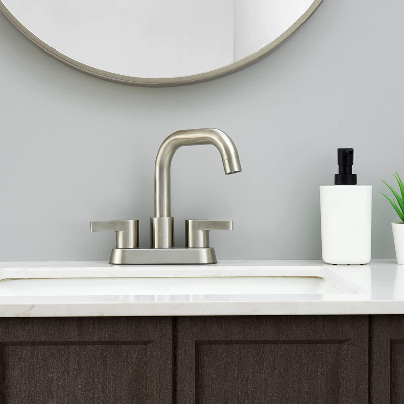 Bathroom Faucet 2 Handle 4 Inch Centerset Bathroom Sink Faucets 3 Hole With Pop Up Drain And Water Supply Lines