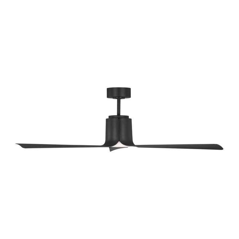 Visual Comfort Fan Peel Smart 52 LED Indoor Ceiling Fan with Threaded Downrod, Midnight Black ABS blades and Handheld Remote