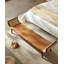 Banc vintage rétro en bois massif et rotin pour salon et chambre-280482354