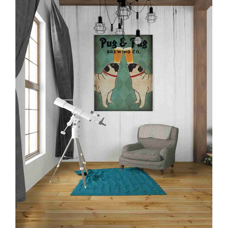 «Pug Brewing» par Ryan Fowler - impression sur toile tendue, H 34 po x l 26 po x P 1,25 po