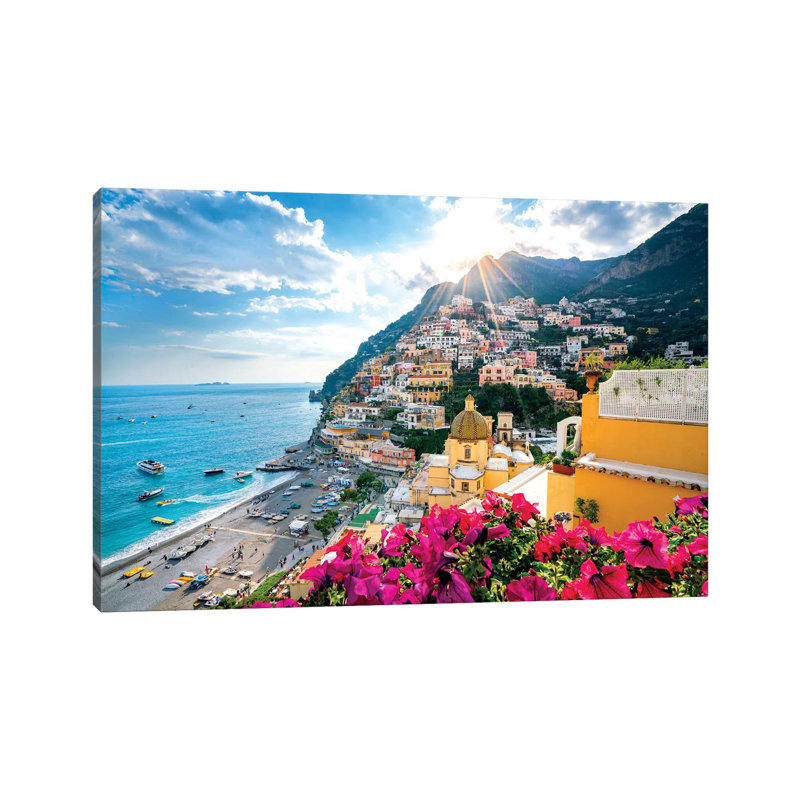 Positano, Church Santa Maria Assunta V by Susanne Kremer - Floater Frame Rectangle Print on Canvas, 30.48 cm H x 45.72 cm W