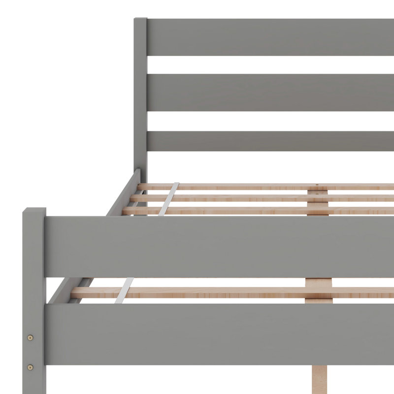  Structure de lit double Kalyn avec tête de lit en bois, gris
