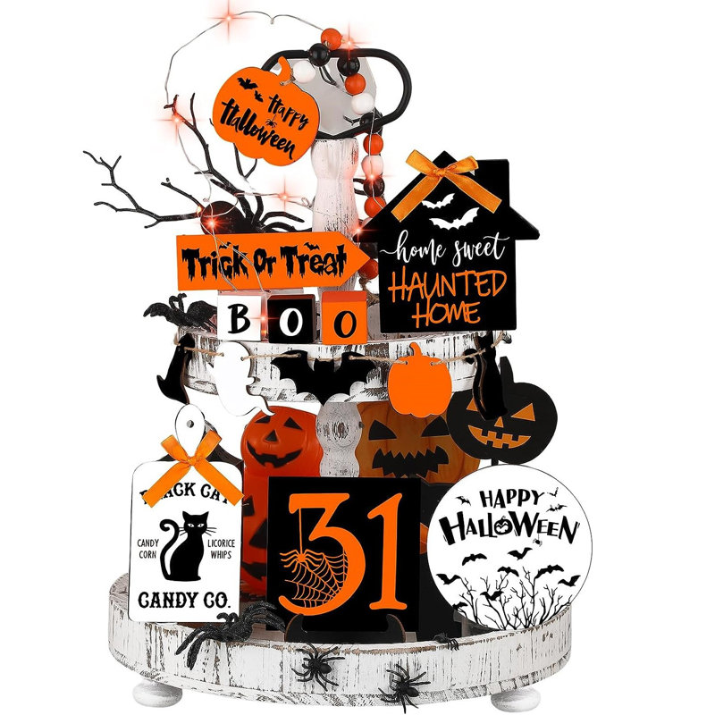 Ensemble de 15 plateaux décoratifs 15 étages Halloween
