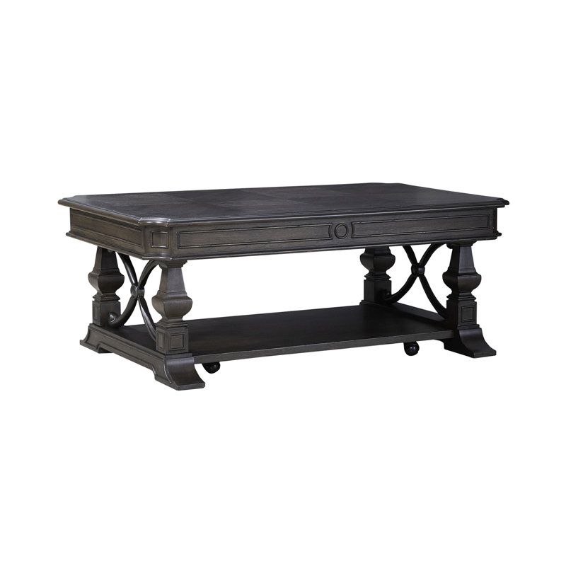 Table basse Dillmon avec tablette inférieure ouverte et roulettes