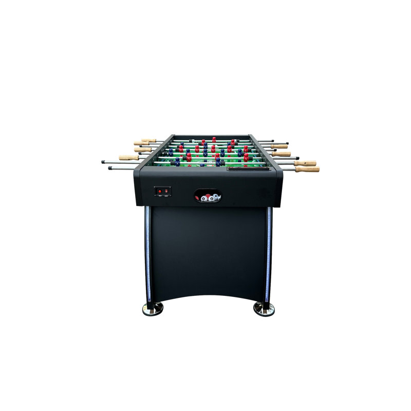 55" Black Stainless Steel Foosball Table with LED Lights