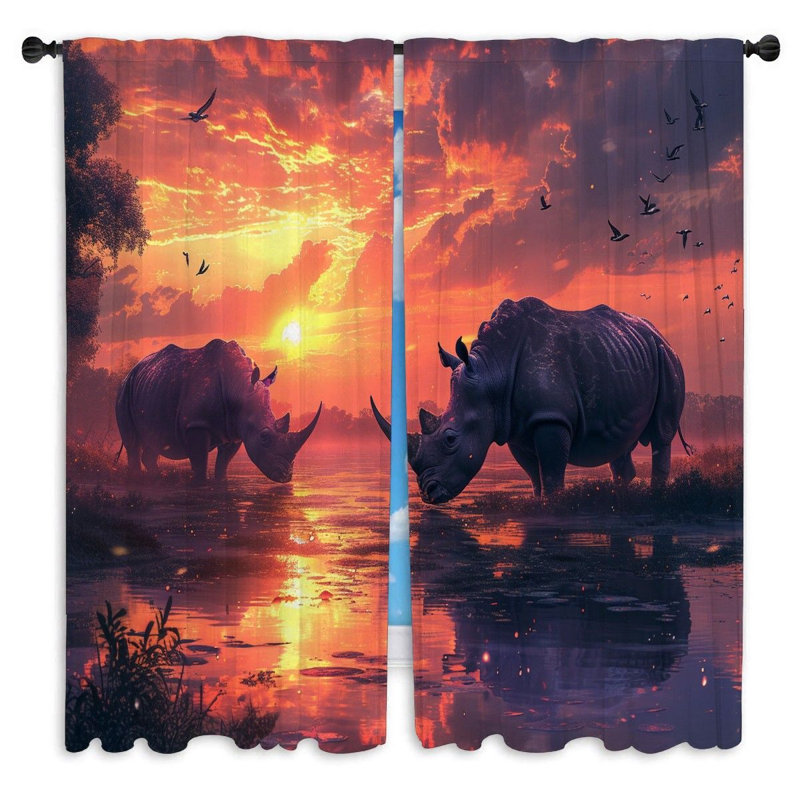 Rideaux de fenêtre Rhinos Wildlife, L 56 po x L 78 po