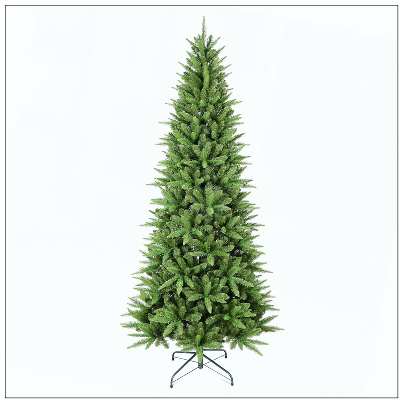Arbre de Noël mince - 1396 pointes, branches en PE + PVC, conception à charnières pour une installation facile, support en métal stable - idéal pour les coins et les petits espaces