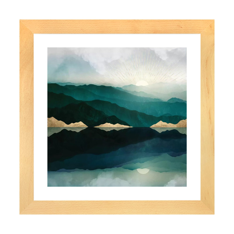 Waters Edge Reflection - Imprimé, H 16 po x l 16 po x p 1 po, Cadre papier naturel