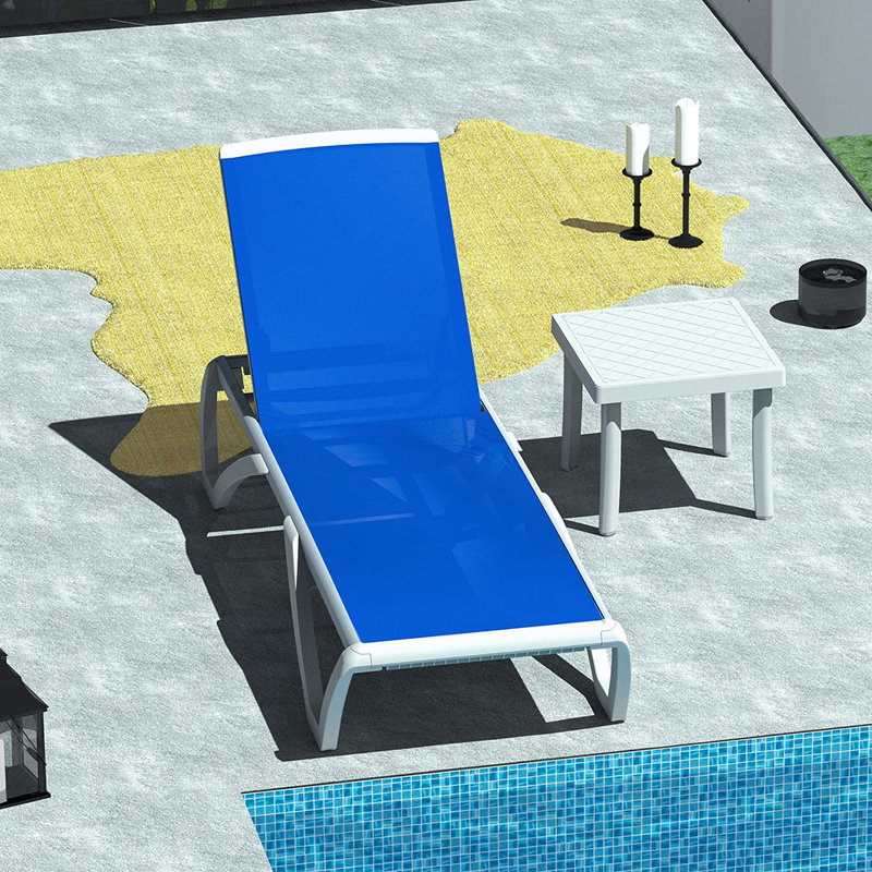 Chaise longue inclinable 77 po, Bleu