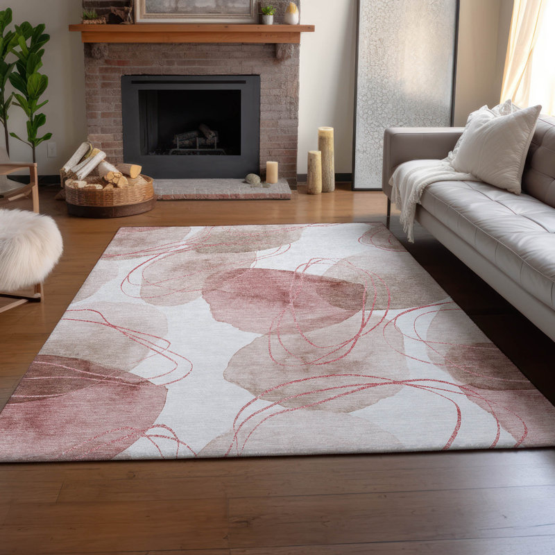Premium Machine Washable Cerrito AMF544 Merlot Rug, Rectangle 3' x 5'