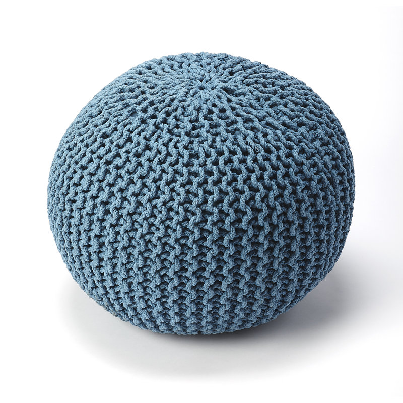 Pincushion Woven 19"W Pouffe, Blue