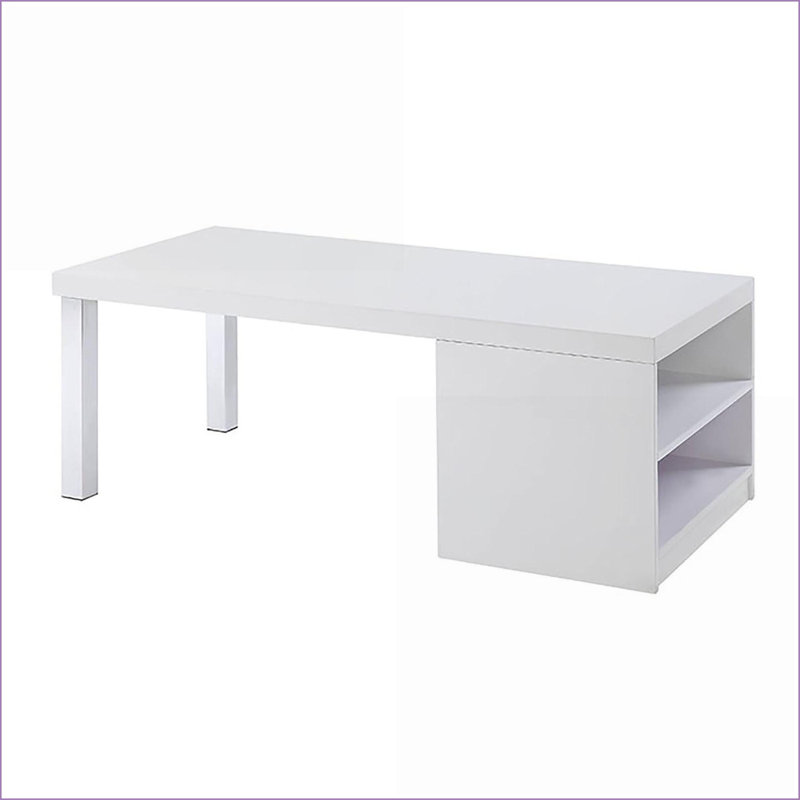 Table basse élégante en pin massif noir avec tablette inférieure - Rangement compact pour le salon