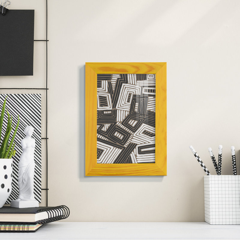 Garves Abstract Maze IV - reproduction d'un seul cadre photo, H 7 po x l 5 po x P 1 po, Jaune