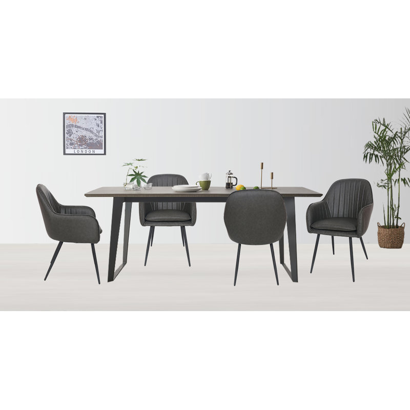Fauteuil rembourré, Gris foncé