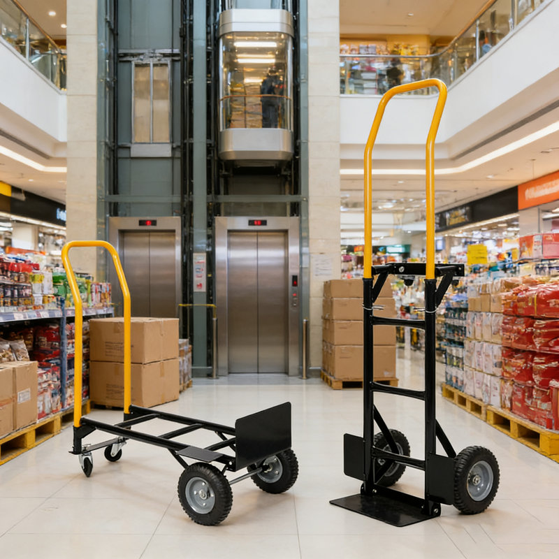 Chariot à chariot double manuel et chariot à pousser à 4 roues, capacité de 330 lb, plateforme robuste pour le déplacement, entrepôt, jardin, épicerie | Idée de cadeau