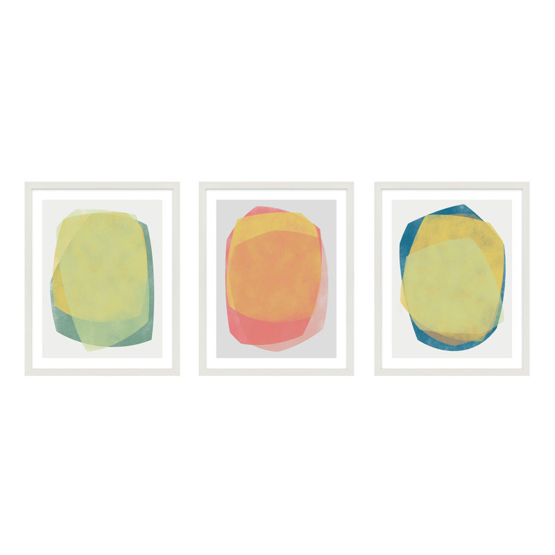 «Didi 1-3» par Jacques Pilon - Ensemble de 3 cadres de peinture, Blanc, H 30 po x l 72 po