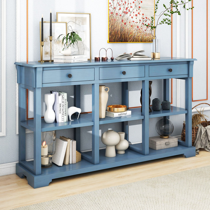 32.32'' Console Table, Antique Blue