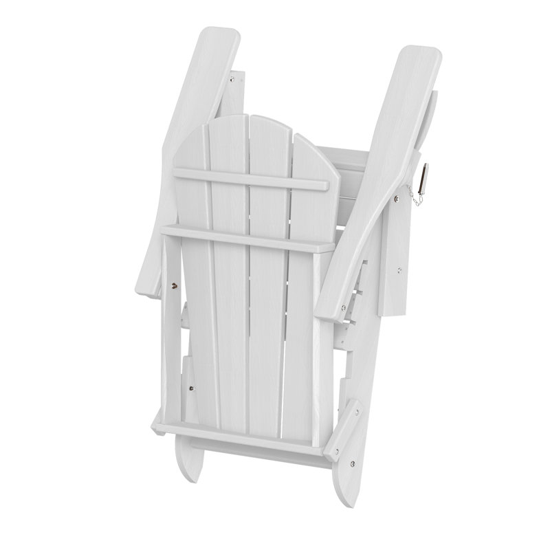 Chaise pliante Mallette Adirondack en PEHD à texture de bois avec porte-gobelet, Blanc