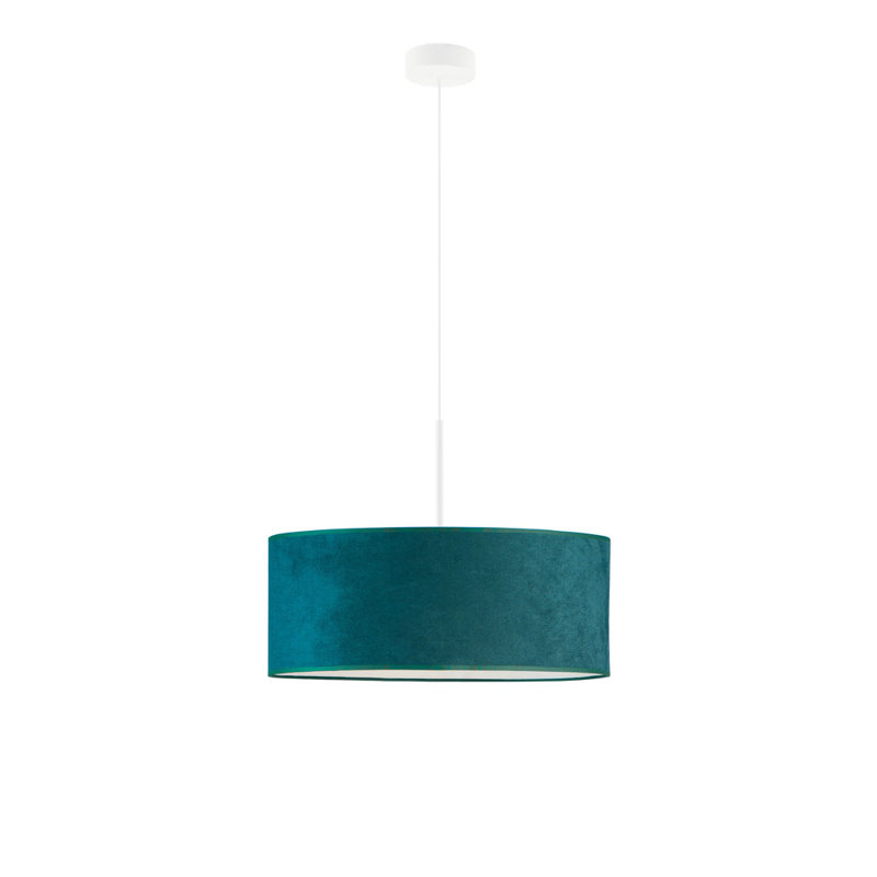 Askey 3 - Light Drum Pendant, White, Bottle Green