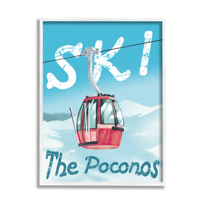 " The Poconos Red Ski Trolly Snowy Mountain Hill " by Ziwei Li
