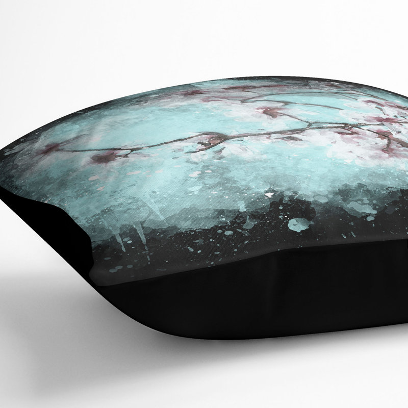 Floral Square Cushion, 40cm H x 40cm W x 15cm D, Black