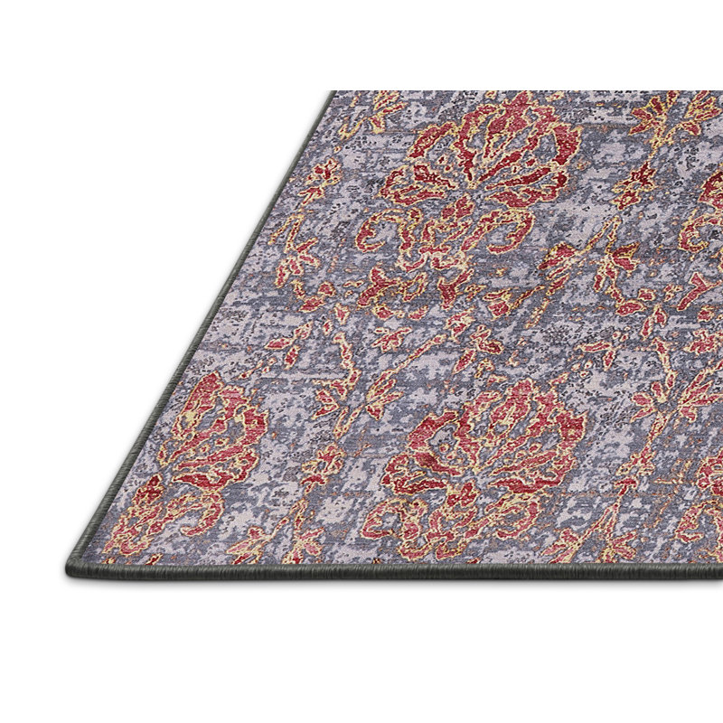 Tapis floral gris / ivoire / orange, Rectangle 4 pi x 6 pi
