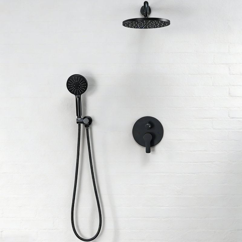 Wall Mounted Shower System， High Pressure Shower Head And 3-Setting Handheld, Shower Trim Kit Contain Pressure Balance Valve