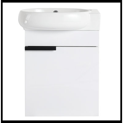 Soft Close Doors Bathroom Vanity With Sink,16 Inch For Small Bathroom