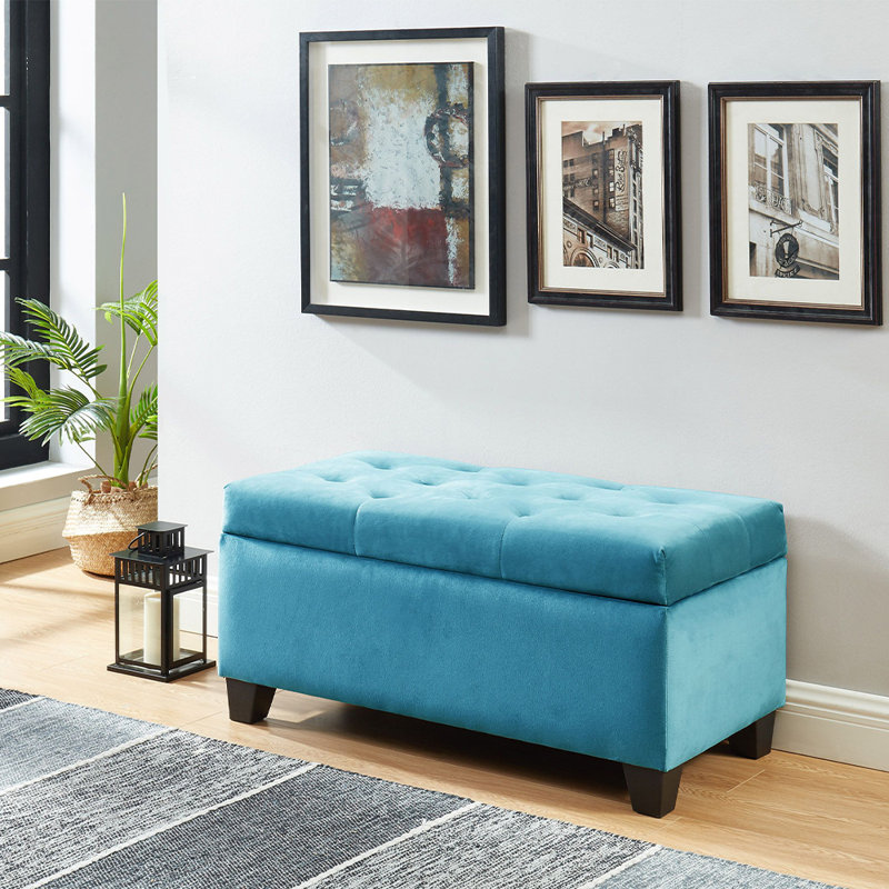 Banc de rangement / repose-pieds bleu Silas