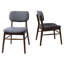 Chaises de salle à manger rembourrées 2 pièces Mid Century en noyer et gris anthracite, pieds évasés, assemblage facile, chaises idéales pour les espaces de vie, + structure, look rétro chic, plusieurs pièces adaptées