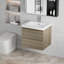 Meuble-lavabo suspendu gris cendré de 24 po avec lavabo en résine, fixé au mur, 2 tiroirs, structure robuste, tiroirs à ouverture silencieuse, fonctionnel et élégant, durable.