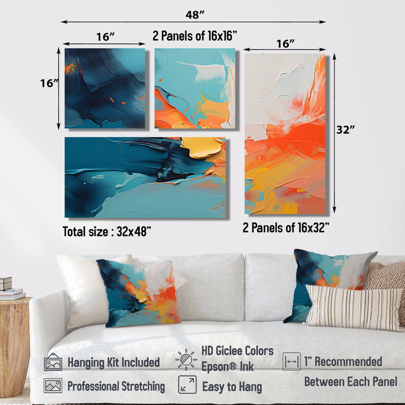 «Colorful Abstract Expression I», reproduction d'art sur toile 4 pièces, Toile tendue, Ne s’applique pas