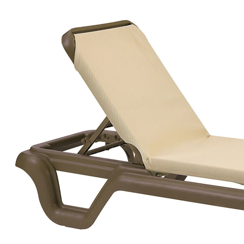 Grosfillex Marina 78" Long Reclining Chaise, Khaki/Bronze