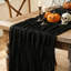 Chemin de table noir, chemin de table en étamine 10 pi noir, chemin de table 35 * 120 pouces Boho pour décorations de fête de table d'Halloween