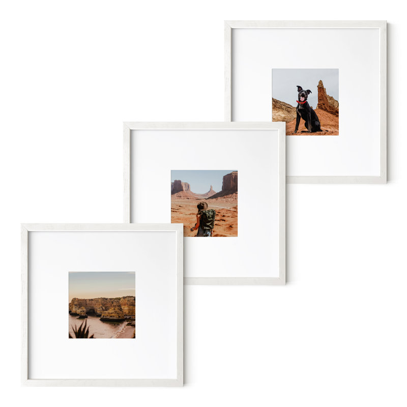 White Oak Wood 10"x10" Wall Mount Picture Frames Set