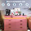 Buffet moderne à DEL 6 tiroirs, station de charge, comptoir flottant, meuble télé, rangement pour bar, salon, chambre à coucher, bureau - rose-262733781