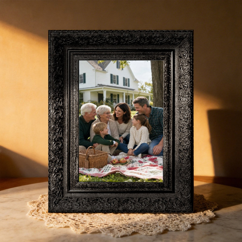 Cadre photo noir classique moderne 3 pièces pour décor de cheminée 8 "x 10", Noir, 3, L 8 po x H 10 po