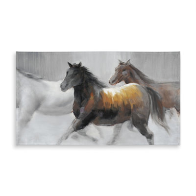 Herd of Wild Horses Tablecloth - Farm Animal Decor, Brown