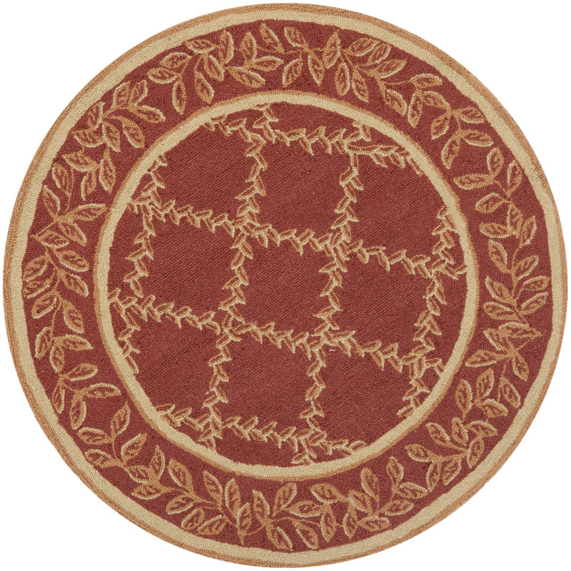 Jonsson Hand Hooked Wool Pile Floral Rug, Round 3'