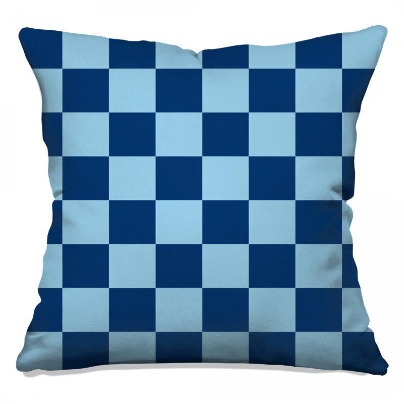 Blue Checkerboard Pattern Double Sided Throw Pillows, 20 x 20 inches